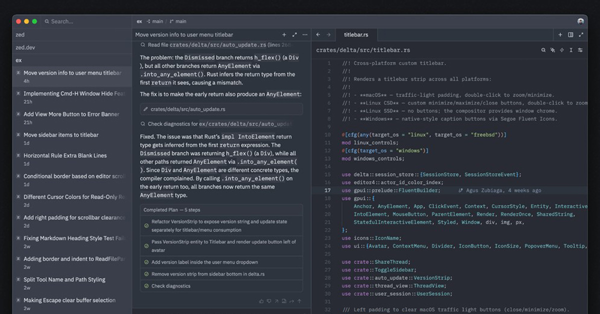 オープンソースのRust製コードエディタ「Zed」がバージョン1.0に到達