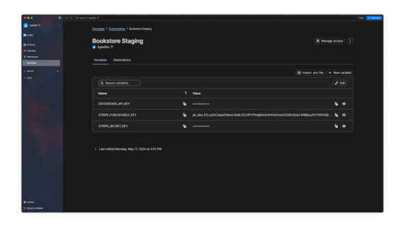 1Password Environments�ŋ��L���̃V�[�N���b�g���ꌳ�Ǘ������ʁi�񋟁F1Password�j