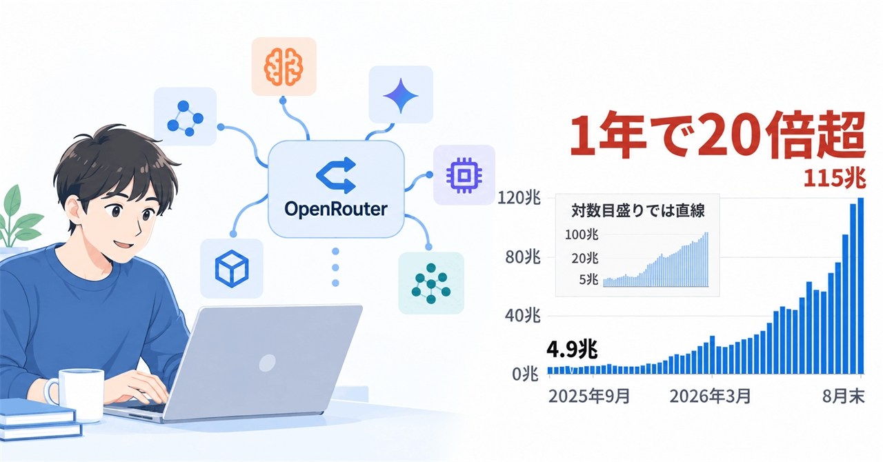 OpenRouterのトークン処理量が1年間で20倍以上に急増