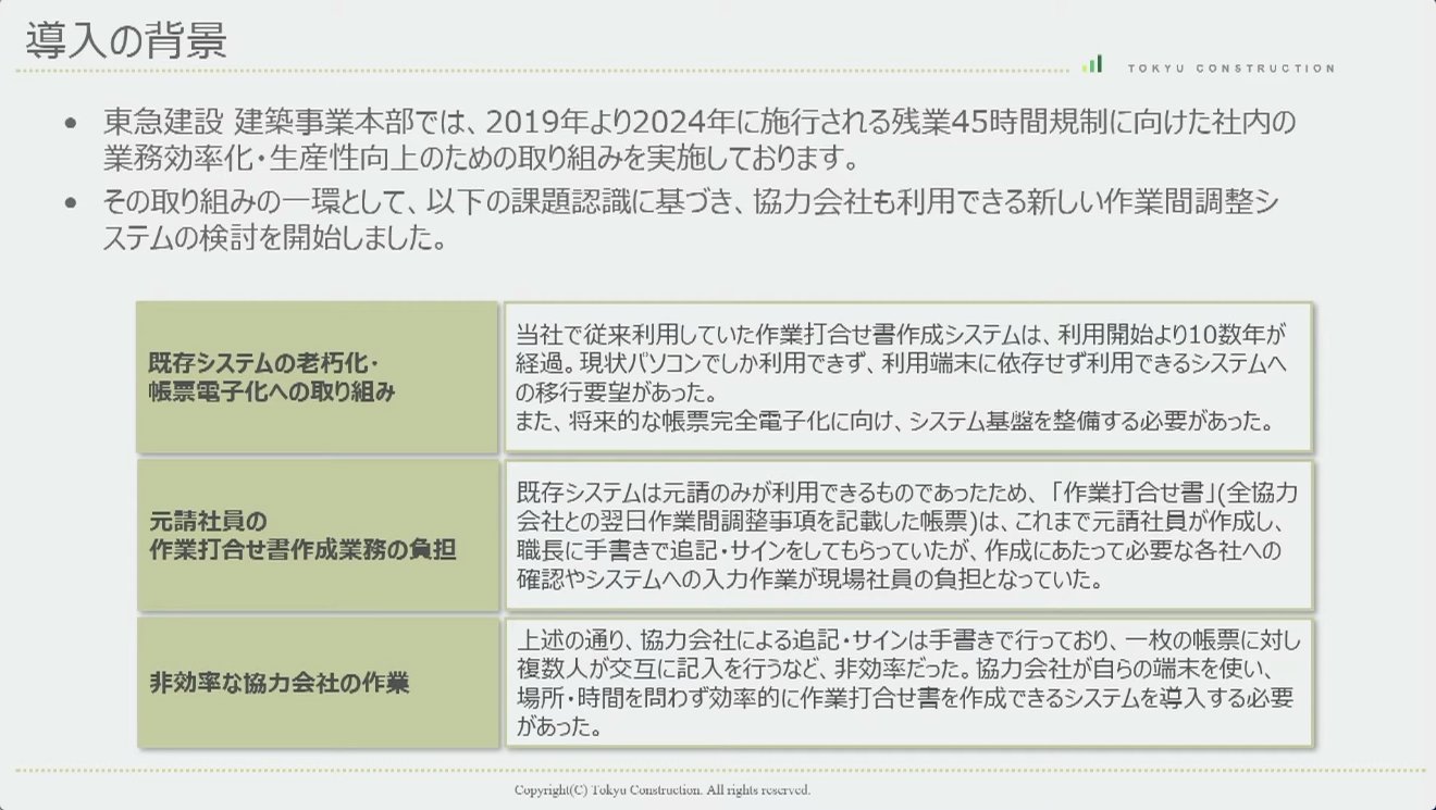 建設サイトReport】東急建設はいかにして、打ち合わせ書作成の内製