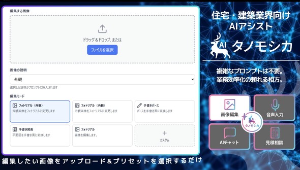 �摜�ҏW�̓A�b�v���[�h���āA�v���Z�b�g��I�����邾��