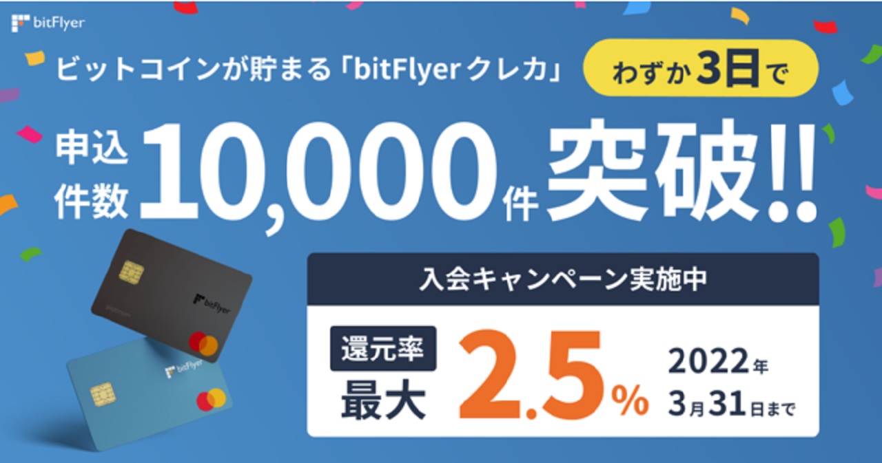 ビットコインが貯まる「bitFlyer クレカ」 提供開始から3日で、申込み件数1万件突破 - ITmedia ビジネスオンライン