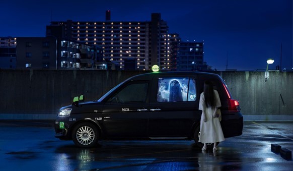 50台の 貞子タクシー が都内に出没 ホラーアイコンが夜の街を走行 映画 貞子dx のコラボレーション企画 Itmedia ビジネスオンライン