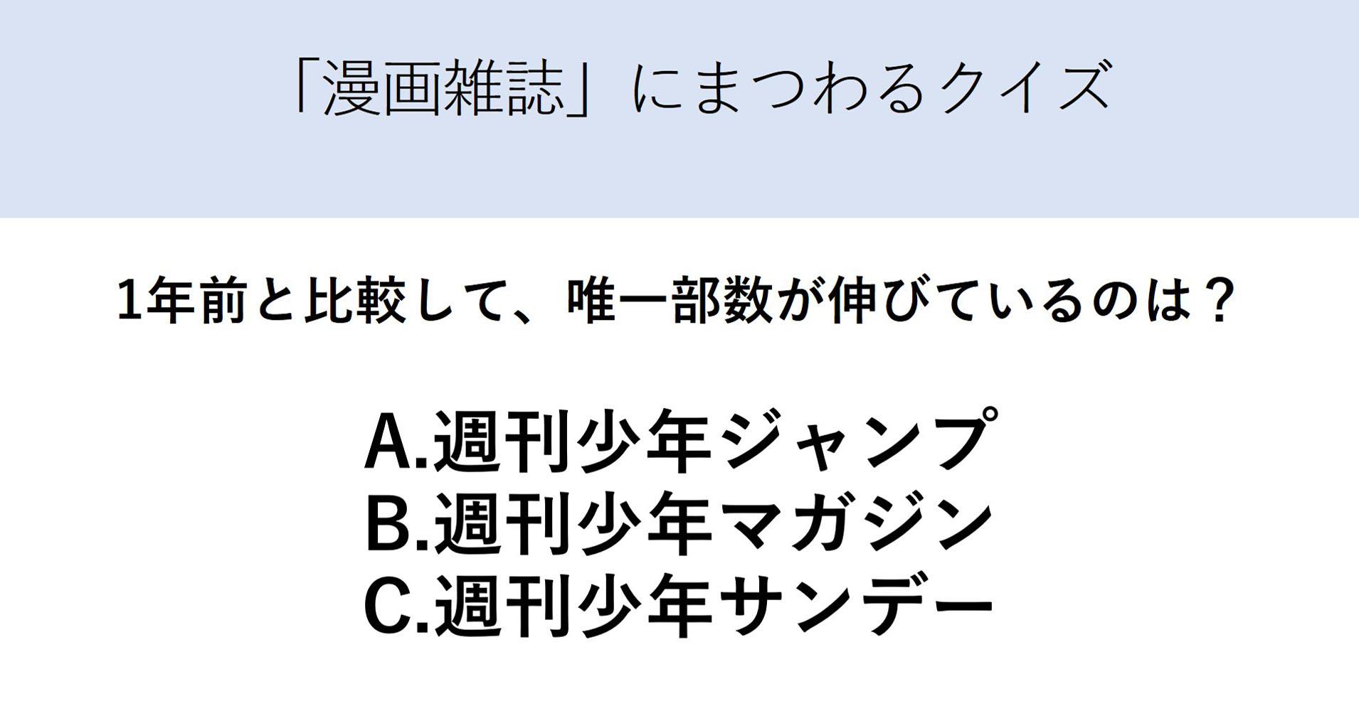 三大少年誌」 ジャンプ・マガジン・サンデー 唯一、前年から部数を 