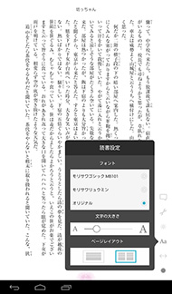 日本語フォントはモリサワゴシックMB101とモリサワリュウミンを搭載。文字サイズのほかページレイアウトも変更が可能