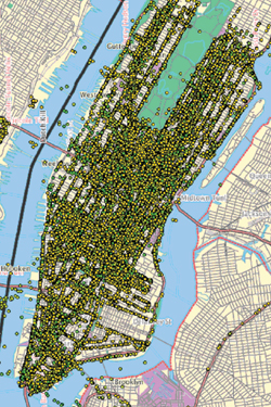 図3　ニューヨーク市内のIEEE 802.11ホットスポット