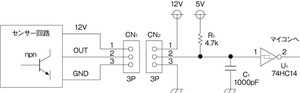 図1　センサー回路とマイコンとのインターフェース部の回路