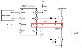 インバータ回路におけるパワー半導体とゲートドライバICの接続例