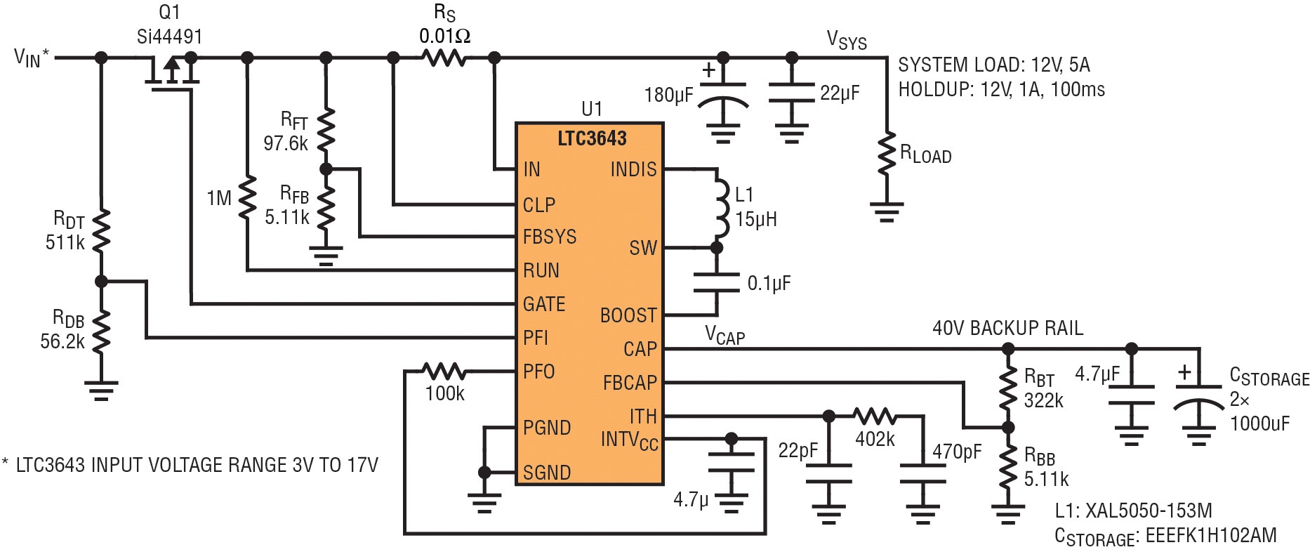 }2 LTC3643Fd̃obNAbvBVIN̍ől17V