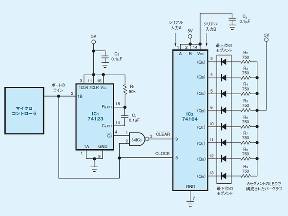 マイコンのI/Oポート1個でバーグラフを制御：Design Ideas ディスプレイとドライバー - EDN Japan