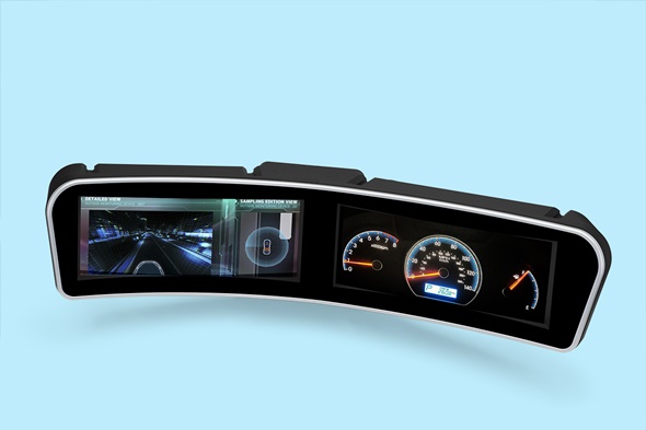 Valeo 車載ディスプレイ 本体 ガラスセンサー式の車載用大型曲面タッチパネル：SMK CapDuo Touch-S