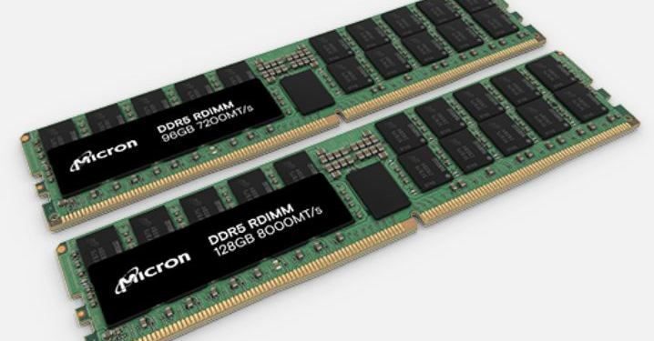 32GビットDDR5 DRAM採用のメモリモジュール：マイクロン 128Gバイト
