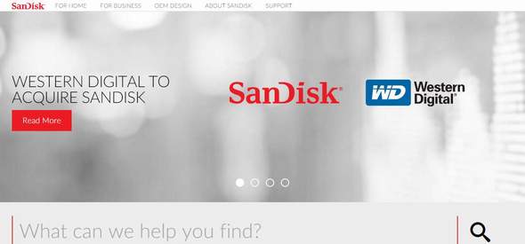 SanDiskのトップページ