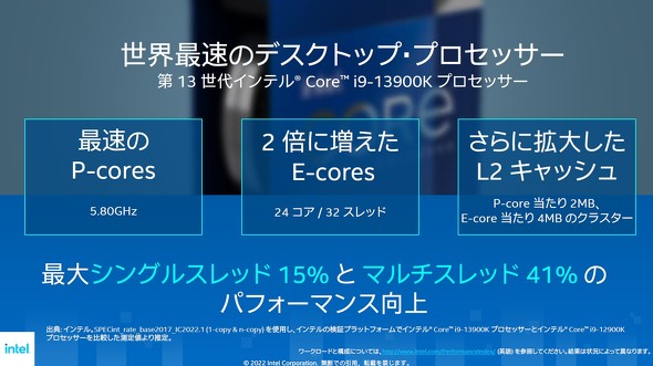 最大41％の性能向上、第13世代Coreプロセッサの中身：Intel日本