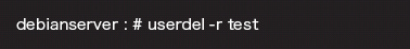 debianserver : # userdel -r test