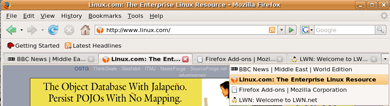 Firefox 2.0's new tab layout