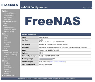 FreeNAS GUI Configuration