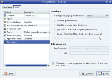 VM settings