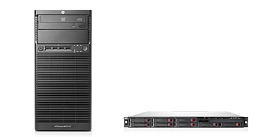 「HP ProLiant ML110 G7」（左）と「HP ProLiant DL120 G7」