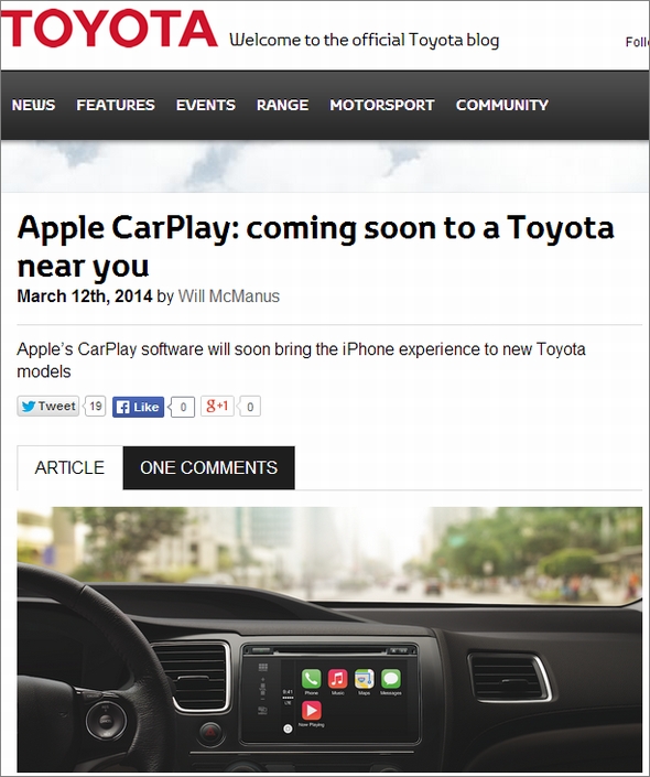 トヨタ Apple Carplay対応車を15年に発売へ Itmedia エンタープライズ