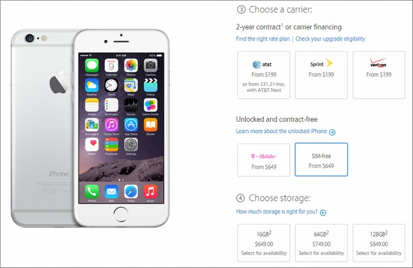 Apple 米国サイトでsimフリー版iphone 6 6 Plusを販売開始 Itmedia エンタープライズ