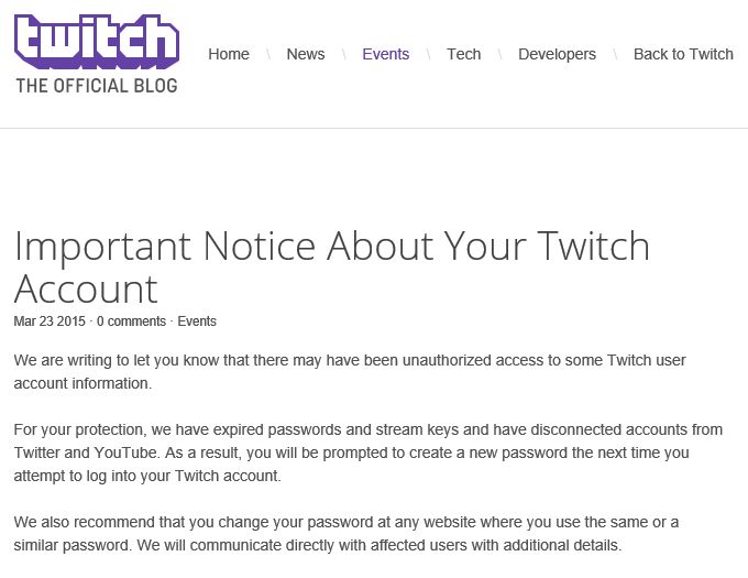 Twitchのユーザー情報に不正アクセス パスワードをリセット Itmedia エンタープライズ