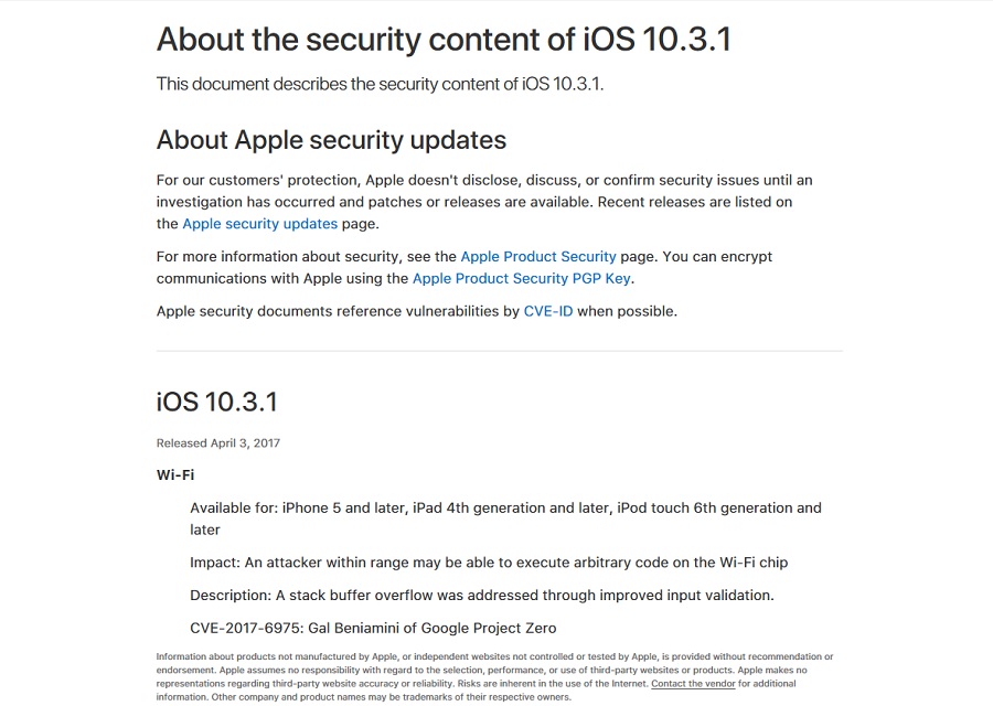 iOS 10.3.1ł́AWi-Fi`bvɑ݂X^bNobt@I[o[t[̐Ǝ㐫CioTFApplej