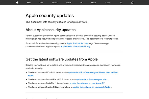 Apple Ios 11 や Safari 11 のセキュリティ情報を公開 Itmedia エンタープライズ