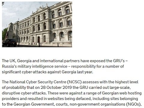UK condemns Russia's GRU over Georgia cyber-attacks ioTFpOȁj