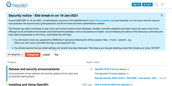 Security notice - Site break-in on 16-Jan-2021 - OpenWrt Forum