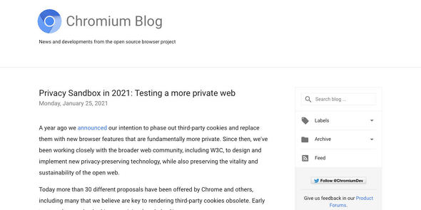 Chromium Blog: Privacy Sandbox in 2021: Testing a more private web