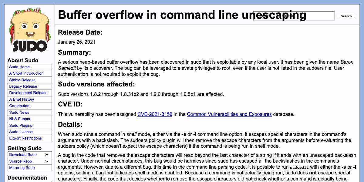 Buffer overflow in command line unescaping