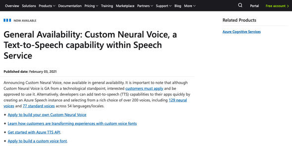 General Availability: Custom Neural Voice