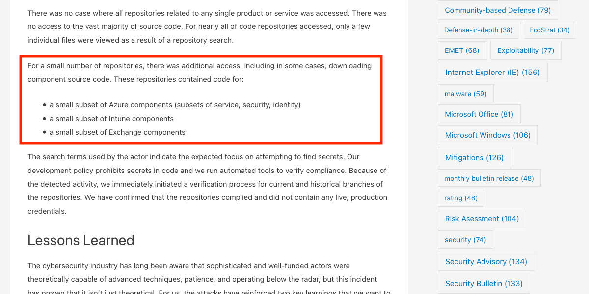 Microsoft Internal Solorigate Investigation - Final Update - Microsoft Security Response Center