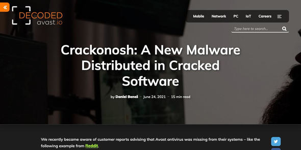 Crackonosh: A New Malware Distributed in Cracked Software - Avast Threat Labs
