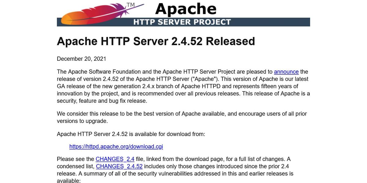Apache Software FoundatiońAApache HTTP Server 2.4.52JioTFApache Software FoundationWebTCgj