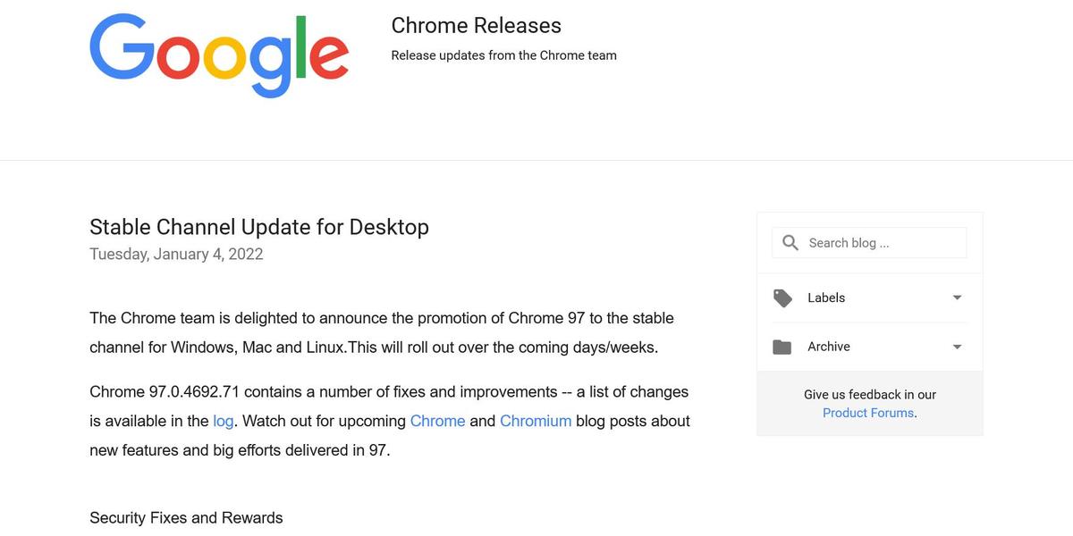 Chrome ReleasesFStable Channel Update for DesktopioTFGooglẽuOj