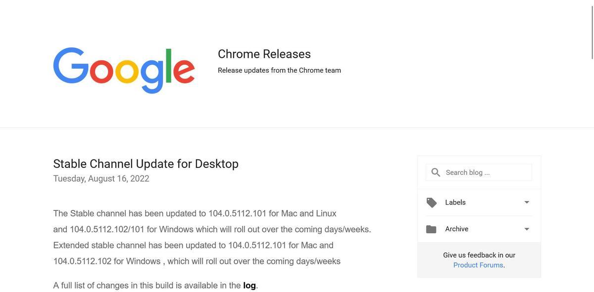 Googlẽ[XuStable Channel Update for DesktopvWeby[W