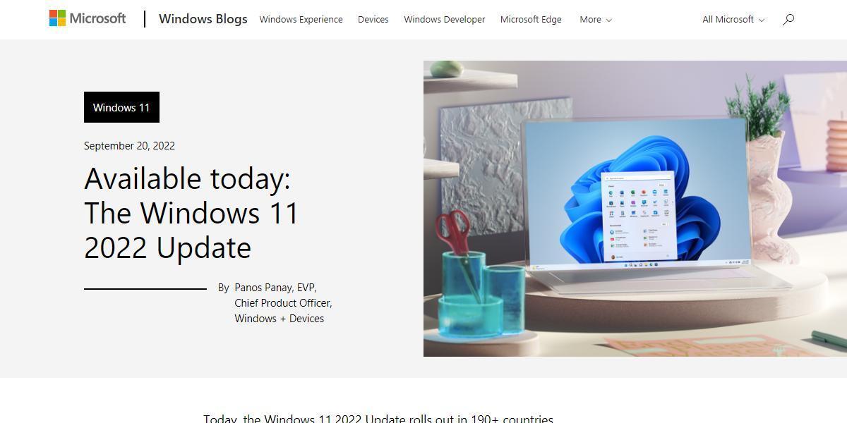 MicrosoftuAvailable today: The Windows 11 2022 UpdatevWeby[WgbvioTFЂWeby[Wj