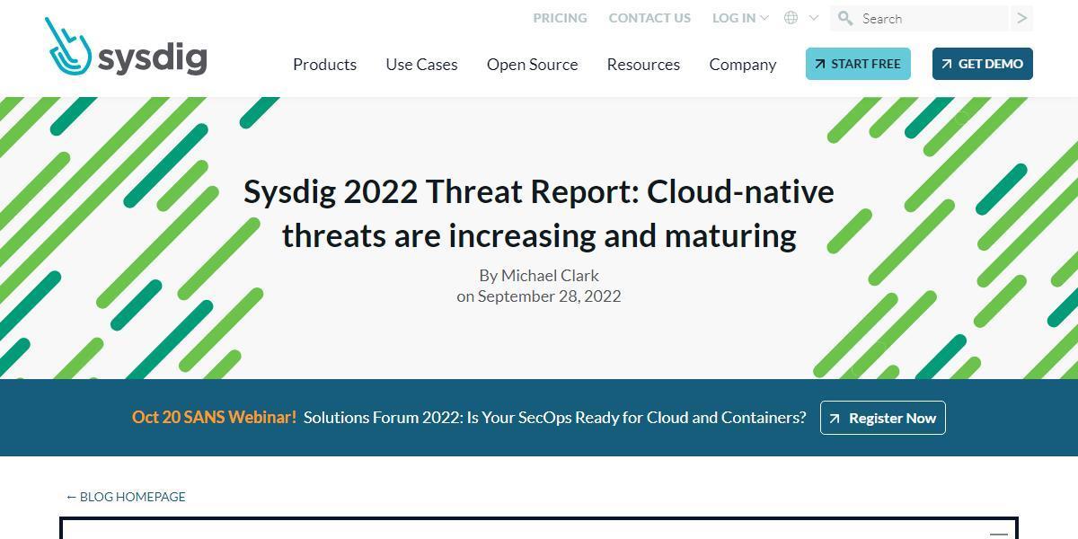 Sysdig 2022 Threat Report: Cloud-native threats are increasing and maturingioTFSysdigWebTCgj