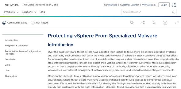 Protecting vSphere From Specialized Malware