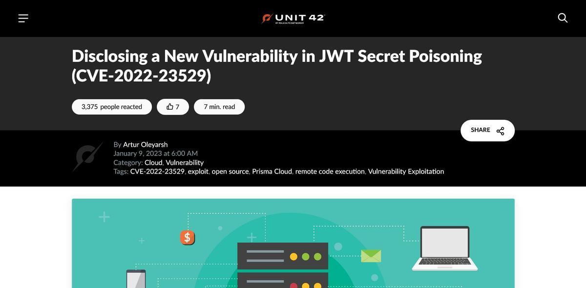 }1@Disclosing a New Vulnerability in JWT Secret PoisoningiCVE-2022-23529j̃gbvioTFPalo Alto NetworksWebTCgj