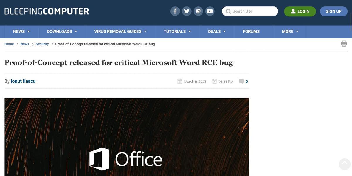Proof-of-Concept released for critical Microsoft Word RCE bugioTFBleeping ComputerWebTCgj