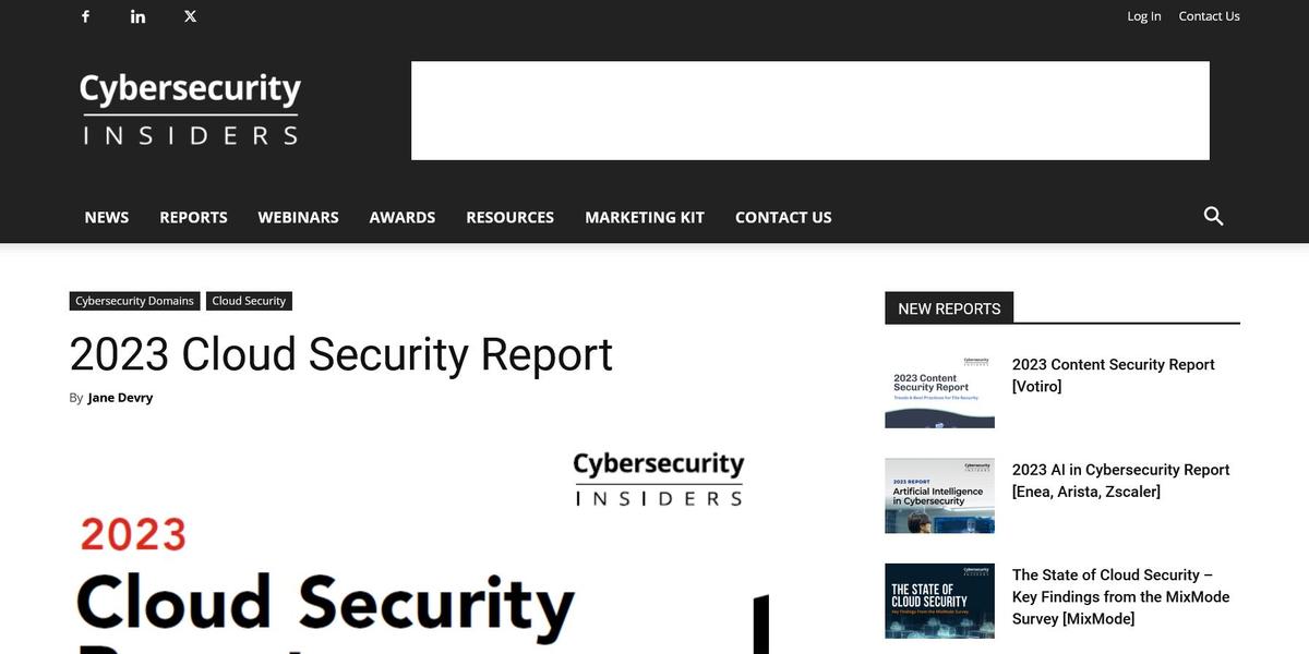 Cybersecurity InsiderśA2023 Cloud Security ReportJioTFCybersecurity InsidersWebTCgj