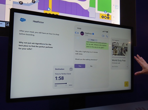�q�[�X���[��`�́uHallie�v�̃f���B�u������T���Ă���B�������p���铋��Q�[�g�����ԋ߂��X�g�A�������āv�Ɛq�˂�ƁA�u�M�t�g�V���b�v������v�Ɖ񓚂��邾���łȂ��A�u�������K�C�h���܂��傤���v�ƒ�Ă����i�o�T�F�M�҂��uDreamforce 2025�v�ŎB�e�j