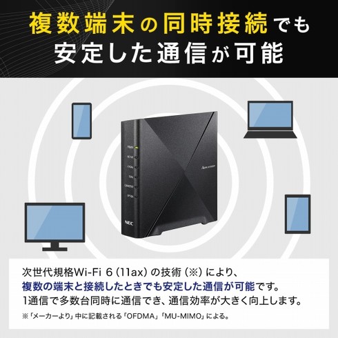 Wi-Fi 6�͕����̋@��𓯎��ڑ�����̂ɓK���Ă��܂��B�iNEC Aterm�uWX1500HP�v�j