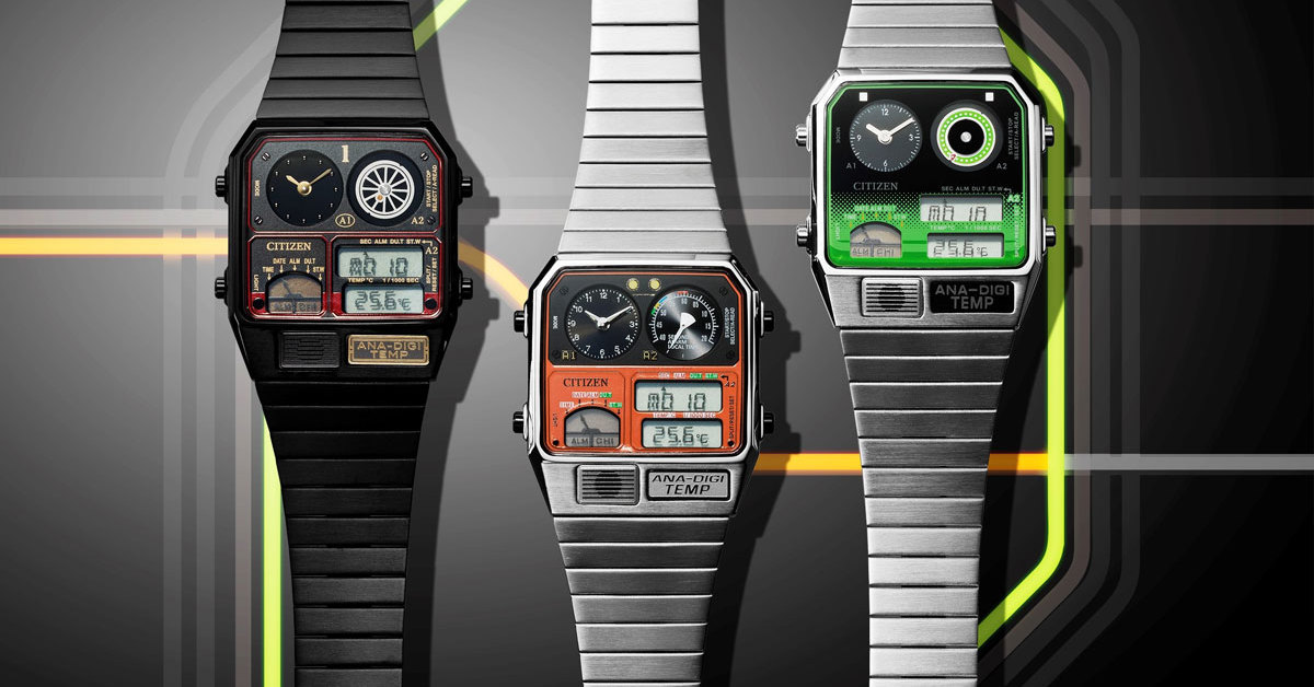 【未使用】シチズン　アナデジテンプ　鉄道開業150周年記念山手線E235系モデル シチズン「アナデジテンプ」が1号機関車、201系、E235系に