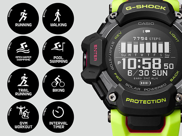 スポーツ向けG-SHOCK「G-SQUAD」から軽量化された新モデル GPS＆6つの