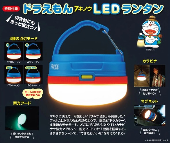 付録】ドラえもんの「付録LEDランタン」が話題 ドラカラーがかわいい高