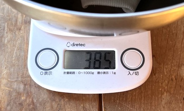 M�T�C�Y�̏d���͖�385g